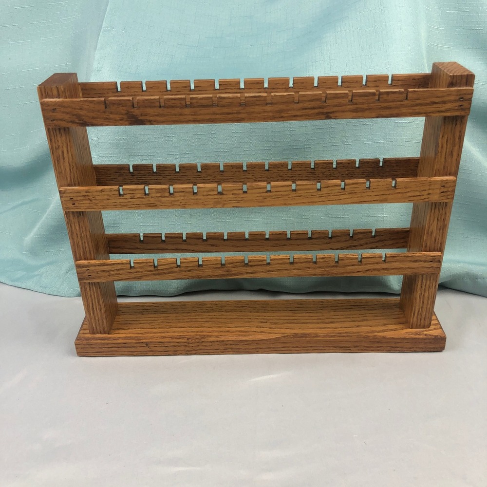 Handmade Solid Oak Wood 3 Tier Earring Holder Organizer Display Stand Brown